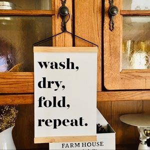 Laundry room metal wood sign hanging style farmhouse country home decor